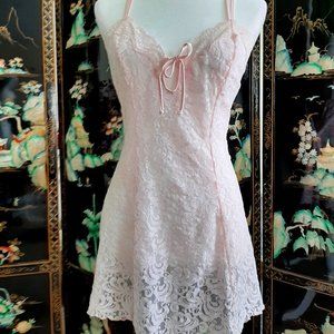 Madison Beer Pink Stretch Lace Chemise